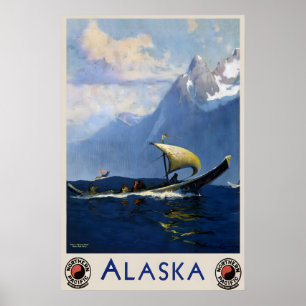 Poster Alaska Américain États-Unis États-Unis Voyage Vint