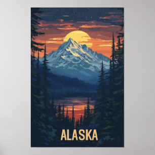 Poster Alaska États-Unis Art Voyage Vintage