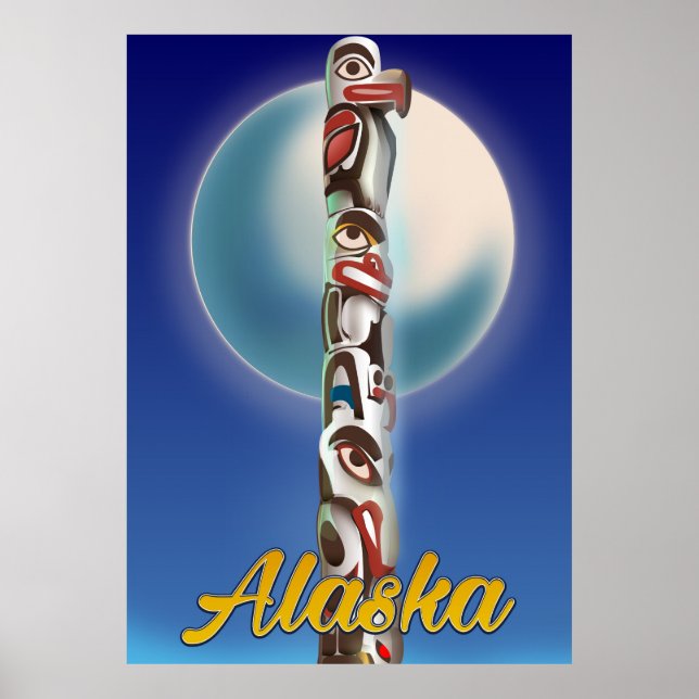 Poster Alaska Totem Pole Empreinte Voyage (Devant)