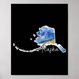 Poster Alaska voyage amoureux de la nature plein air et a