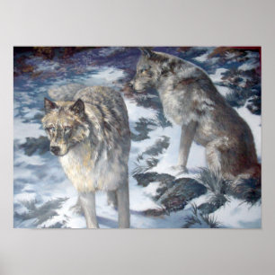 Poster Alaska Wolf Pair dans l'affiche d'hiver