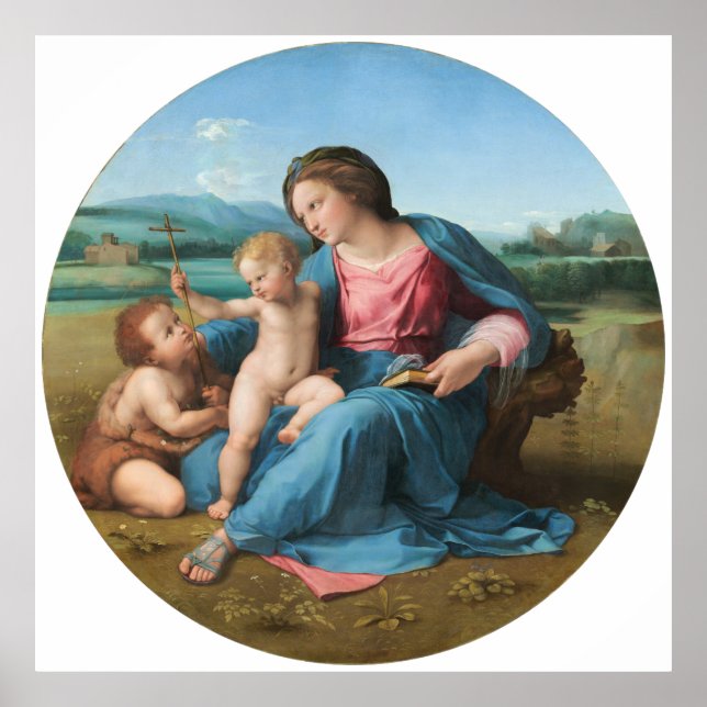 Poster Alba Madonna Raphael Renaissance Arrière - plan bl (Devant)