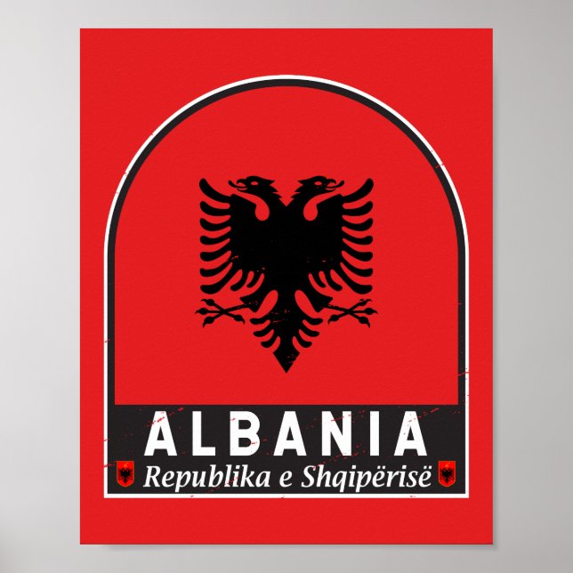 Poster Albanie - Emblème du drapeau (Devant)