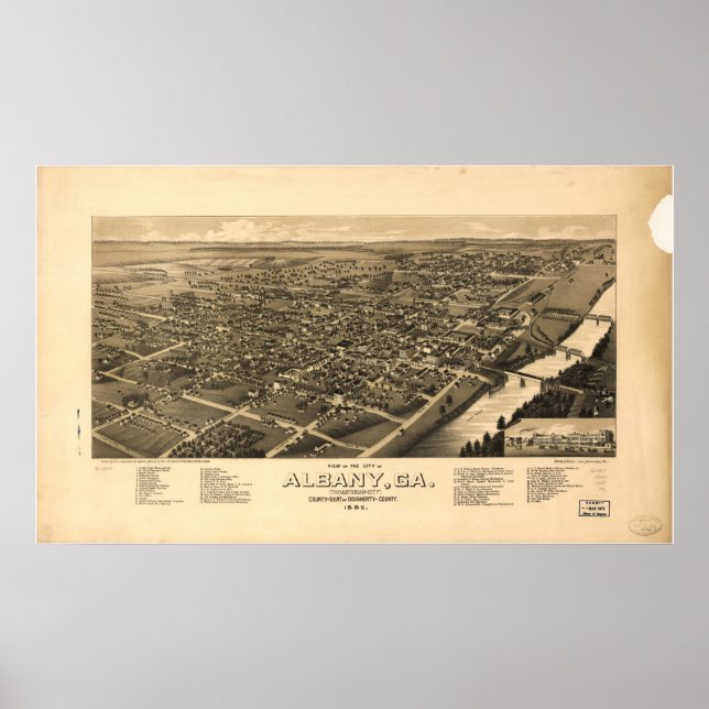 Poster Albany Georgia 1885 Carte panoramique (Devant)