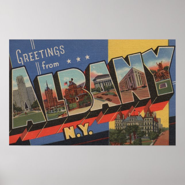Poster Albany, New York - Scènes de grandes lettres (Devant)