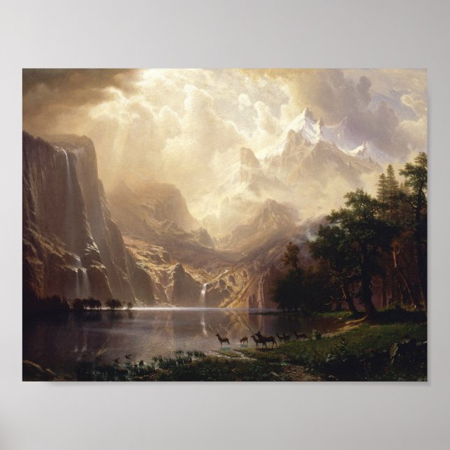 Poster Albert Bierstadt - Parmi la Sierra Nevada (Devant)