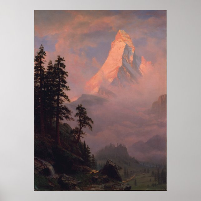 Poster Albert Bierstadt Sunrise sur le Cervin (Devant)