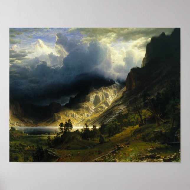Poster Albert Bierstadt - Une tempête dans les montagnes  (Devant)