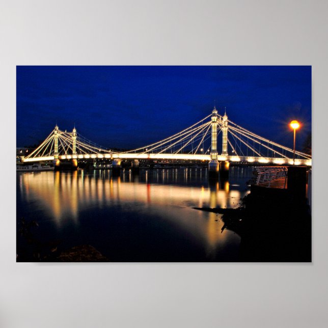Poster Albert Bridge At Night West London (Devant)