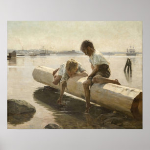 Poster Albert Edelfelt - Deux garçons sur un rondin