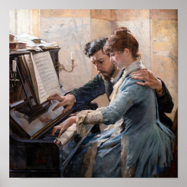Poster Albert Edelfelt - Jouant du piano (Devant)