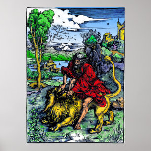 Poster Albrecht Dürer "Samson tuant le lion" 1498