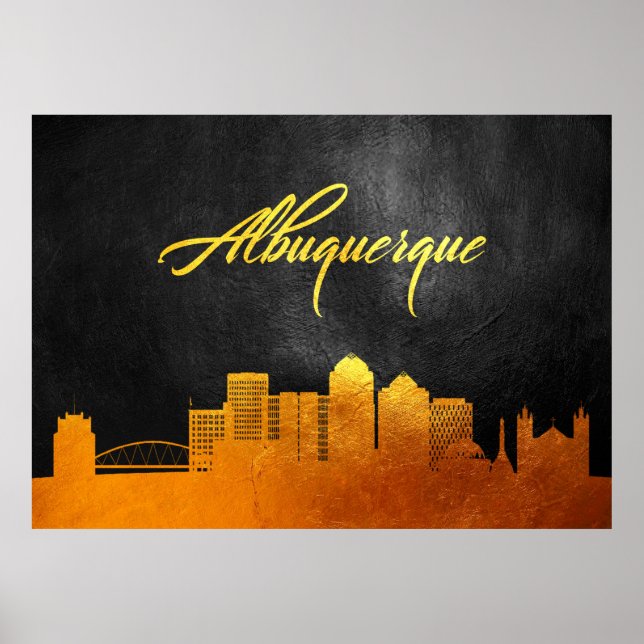 Poster Albuquerque New Mexico Gold Skyline (Devant)