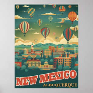 Poster Albuquerque, Nouveau-Mexique avec un ballon à air 
