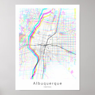 Poster Albuquerque Nouveau-Mexique Carte Abstraite simple