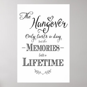 Poster Alcool HANGOVER bar mariage imprimé