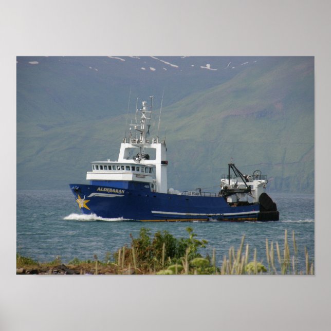 Poster Aldebaran, chalutier de pêche dans havre hollandai (Devant)
