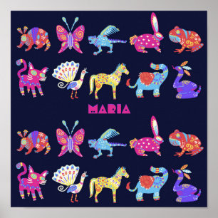 Poster Alebrije personnalisée Animaux mexicains Art popul