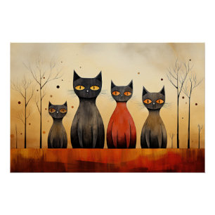 Poster Alerte aux chats, à l'attention, IA générée,