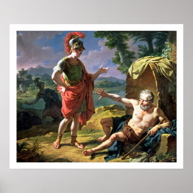 Poster Alexander and Diogenes, 1818 (oil on canvas) (Devant)