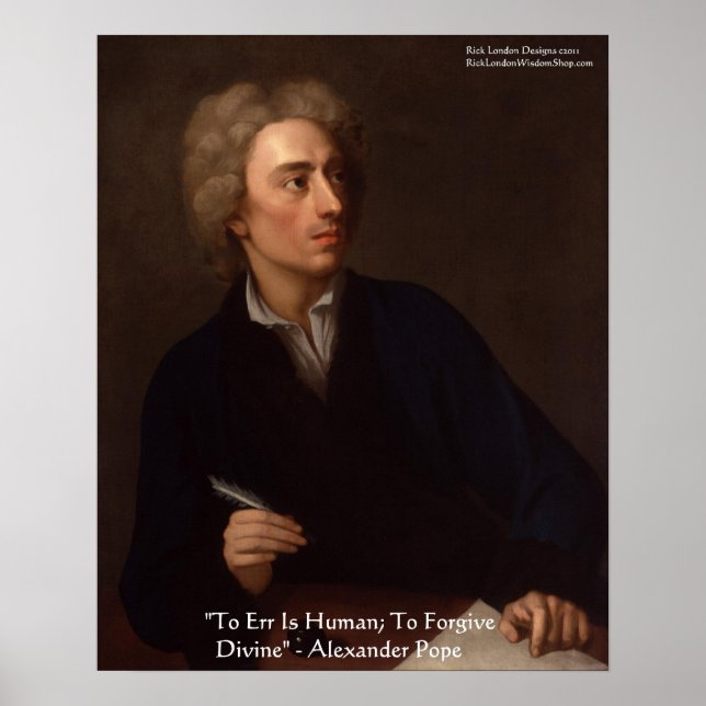 Poster Alexander Pope Citation de sagesse "L'erreur est h (Devant)