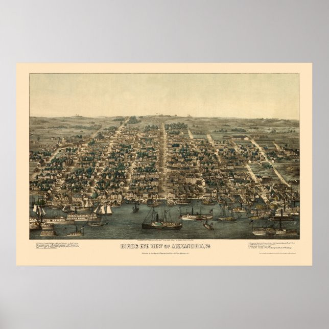 Poster Alexandria, VA Carte panoramique - 1863 (Devant)