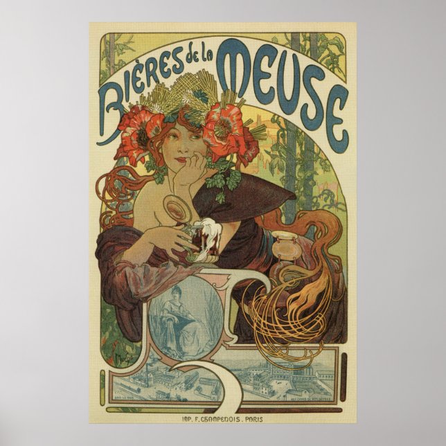 Poster Alfons Mucha bière Art nouveau (Devant)