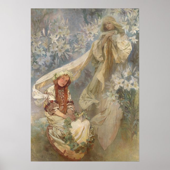 Poster Alfons Mucha - Madonna des Lilies 1905 (Devant)