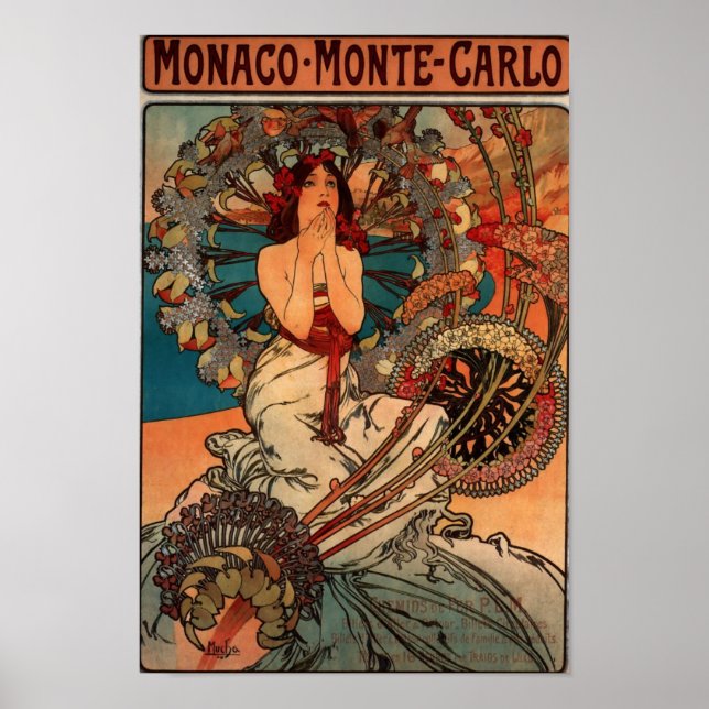 Poster Alfons Mucha Monaco Monte Carlo (Devant)
