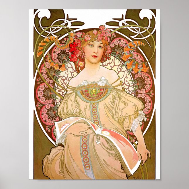 Poster Alfons Mucha Reverie (Devant)
