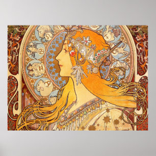 Poster Alfonse Mucha Zodiac Art Nouveau Woman