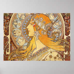 Poster Alfonse Mucha Zodiac Art Nouveau Woman