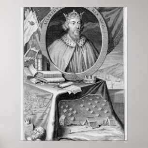 Poster Alfred le Grand (849-99) Roi de Wessex, gravé