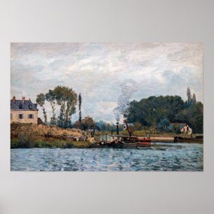 Poster Alfred Sisley - Bateaux à l'écluse à Bougival