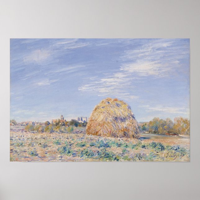 Poster Alfred Sisley | Haystack sur les rives du Loing (Devant)