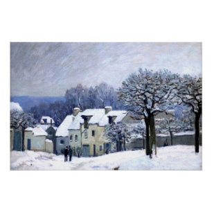 Poster Alfred Sisley Place du Chenil à Marly, neige