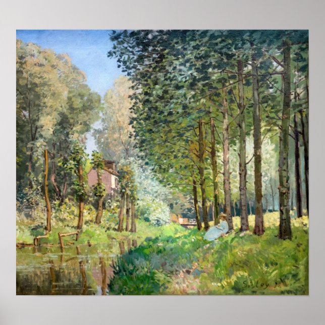 Poster Alfred Sisley - Reposez le long du ruisseau (Devant)