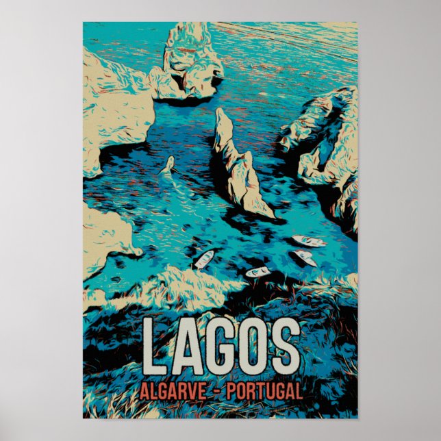 Poster Algarve Lagos côte Portugal voyage millésime (Devant)