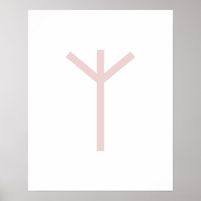 Poster Algiz géométrique rose (Protection) Rune viking (Devant)