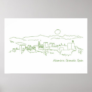 Poster Alhambra coucher de soleil