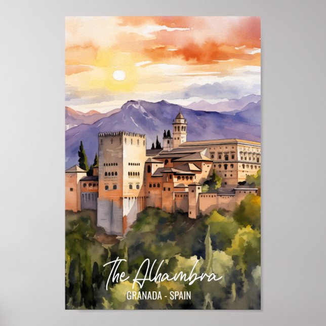 Poster Alhambra Espagne Lieu de voyage célèbre (Devant)