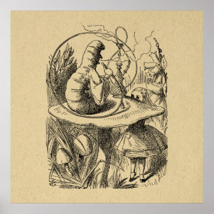 Poster Alice au pays des merveilles Alice avec la chenill