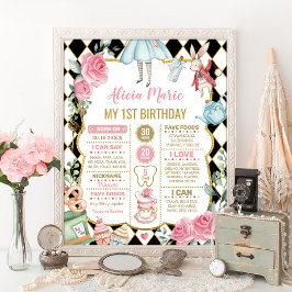 Poster Alice au pays des merveilles floral 1er anniversai