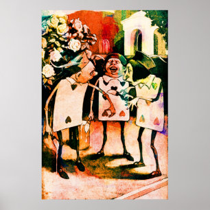 Poster Alice au pays des merveilles Jouer aux cartes Aqua