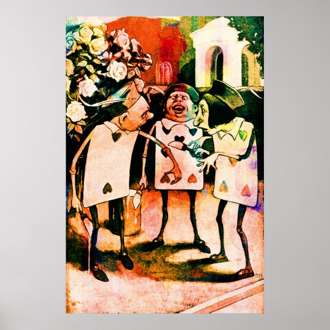 Poster Alice au pays des merveilles Jouer aux cartes Aqua (Devant)