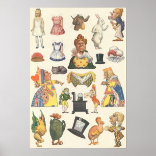Poster Alice au pays des merveilles, poupée en papier vic