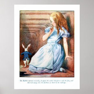 Poster Alice au pays des merveilles Trou de lapin blanc I