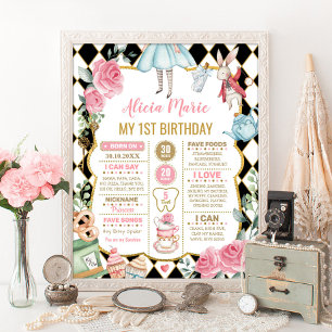 Poster Alice aux pays des merveilles floral 1er anniversa
