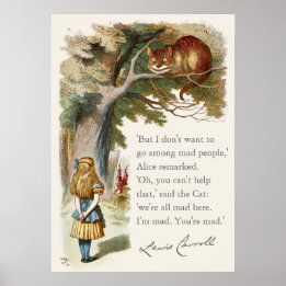 Poster Alice Cheshire cat Nous sommes tous fous ici CC032