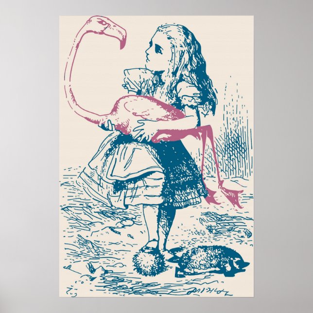 Poster Alice Et Flamant rose Croquet Mallet (Devant)